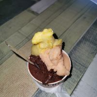chocolate, melon and kumquat at Alberto Creperia Gelateria in Gargnano