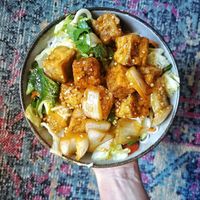Crispy tofu with rice noodles (S7) at Tradition aus Vietnam in Aachen