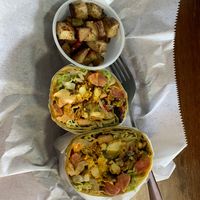 Breakfast wrap and potatoes at Living on the Veg in Manahawkin