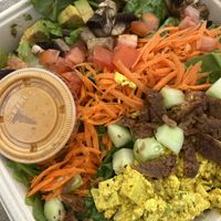 Had the Cobb salad and chickpea chowder soup, also had the coffee cake and the King smoothie, so freaking deliciouss  at Living on the Veg in Manahawkin