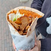 Turkish pizza with vegan kebab at Efteling in Kaatsheuvel