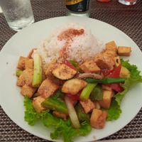 Sweet and sour tofu, outside terrace near Benneton at Asia Food By Pralet in Pula