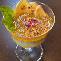 Mango-banana-chia-pudding ❤️ at Bodhicitta Vegan Bowl in Berlin