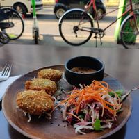Vietnamese style falafel and truffle mayonnaise at Bodhicitta Vegan Bowl in Berlin
