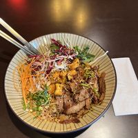 tofu + soy chunks  at Bodhicitta Vegan Bowl in Berlin