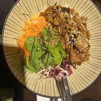 Can’t remember what it was but there’s a selection of seitan to choose from    at Bodhicitta Vegan Bowl in Berlin