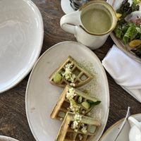 Match waffles and match latte  at The House of AïA in Playa Del Carmen