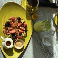 Protein waffles  at The House of AïA in Playa Del Carmen