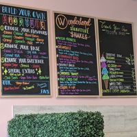 Menu. Lots of smoothie options for vegans at Wonderland Milkshake and Smoothie Bar in Bridgewater