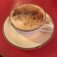 Oat milk cappuccino  at The Sitting Room in Saltburn-by-the-sea