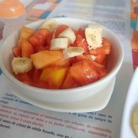Fruit bowl (part of meal of the day) at Gira El Sol in Pasto
