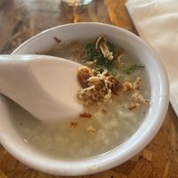 Complimentary vegan conjee   at Rooster and The Pig in Palm Springs