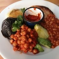 Vegan breakfast with spicy tomato at The Cook in The Nook in Cosby