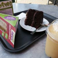 Smoothie, chocolate banana cake, pre-packaged sandwiches at Jenno's Coffee House in Leicester