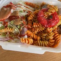 Veganer Mittagstisch (Nudeln mit Gemüse und Salat)   at Aladin's in Ulm