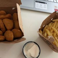 Vegan chicken nuggets with vegan mayo  at Goody's Burger House in Kavala