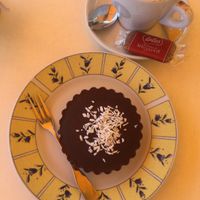 Raw chocolate pie  at Loving Hut in Menton