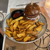 Beyond Meat burger  at The Finch in Santorini