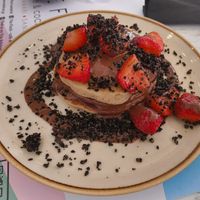 vegan chocolate and Oreo pancakes! at The Finch in Santorini