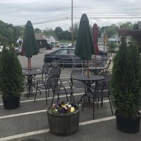 outdoor seating at Rising Tide Community Market in Damariscotta