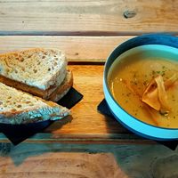 Apple Parsnip Soup with Sourdough Side at Camel & Artichoke in South East London