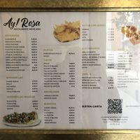 Menu with vegetarian section   at La Rosa Negra in Madrid