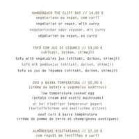 Veg menu at Avista Restaurant in Funchal