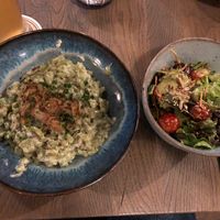 Spinatspätzle served with salad   at Emmi's Kitchen in Augsburg