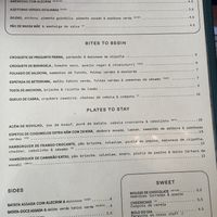 Menu - afternoon/eveningg  at Café Janis in Lisbon