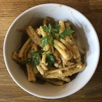 Troffie ala trapanese at Lanbroa in Pamplona