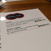 vegan quinoa bowl in the menu at Lanbroa in Pamplona