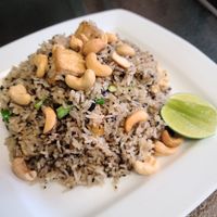 Black olive fried rice at Vegan Thai Co in Longmont