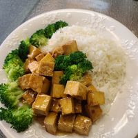 Special order,  orange tofu at Vegan Thai Co in Longmont