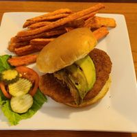 Plant-based chicken sandwich at Cowboy Cafe in Sheridan