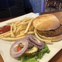 Beyond burger with a side of fries  at Cowboy Cafe in Sheridan