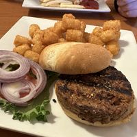 Beyond burger with a side of tater tots  at Cowboy Cafe in Sheridan