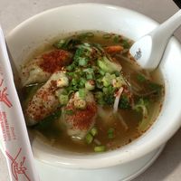 Spicy dumpling noodle soup at Asian Vegan Bistro in Bakersfield