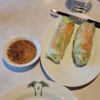 Spring rolls (nice - tho more of a soy than peanut sauce) at Asian Vegan Bistro in Bakersfield