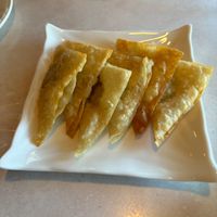 Fried wonton stuffed with vegan cream cheese at Asian Vegan Bistro in Bakersfield