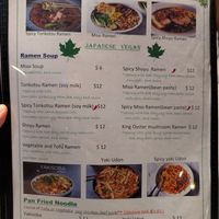 A menu page at Asian Vegan Bistro in Bakersfield