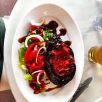 Stuffed aubergine at Lotza in Santorini