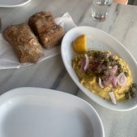 fava & bread  at Lotza in Santorini