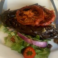 baked aubergine  at Lotza in Santorini