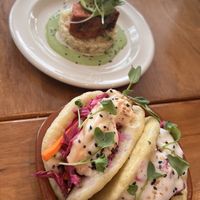 Duo of baos and Baked tofu with cauliflower couscous (both vegan)  at NIYA in Casablanca