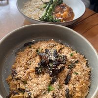Orange Tofu with rice and greens and Mushroom Orzo Pasta (both vegan)  at NIYA in Casablanca