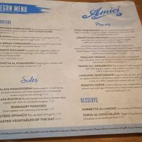 Vegan menu 16 October 2023 at Amici in Torquay