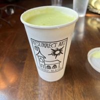 Matcha latte with oat milk  at Resurrect Art Coffee House & Gallery in Seward
