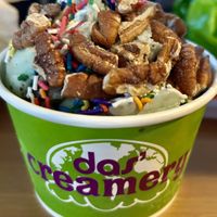 Chocolate & Oreo Mint w pecans & sprinkles. Absolutely fantastic   at Das' Creamery in Budd Lake