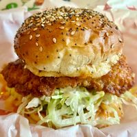 Buffalo Chick’n burger  at The Tavern in Prague