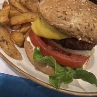 Beyond meat burger  at Istioploikos Sea Lounge in Crete